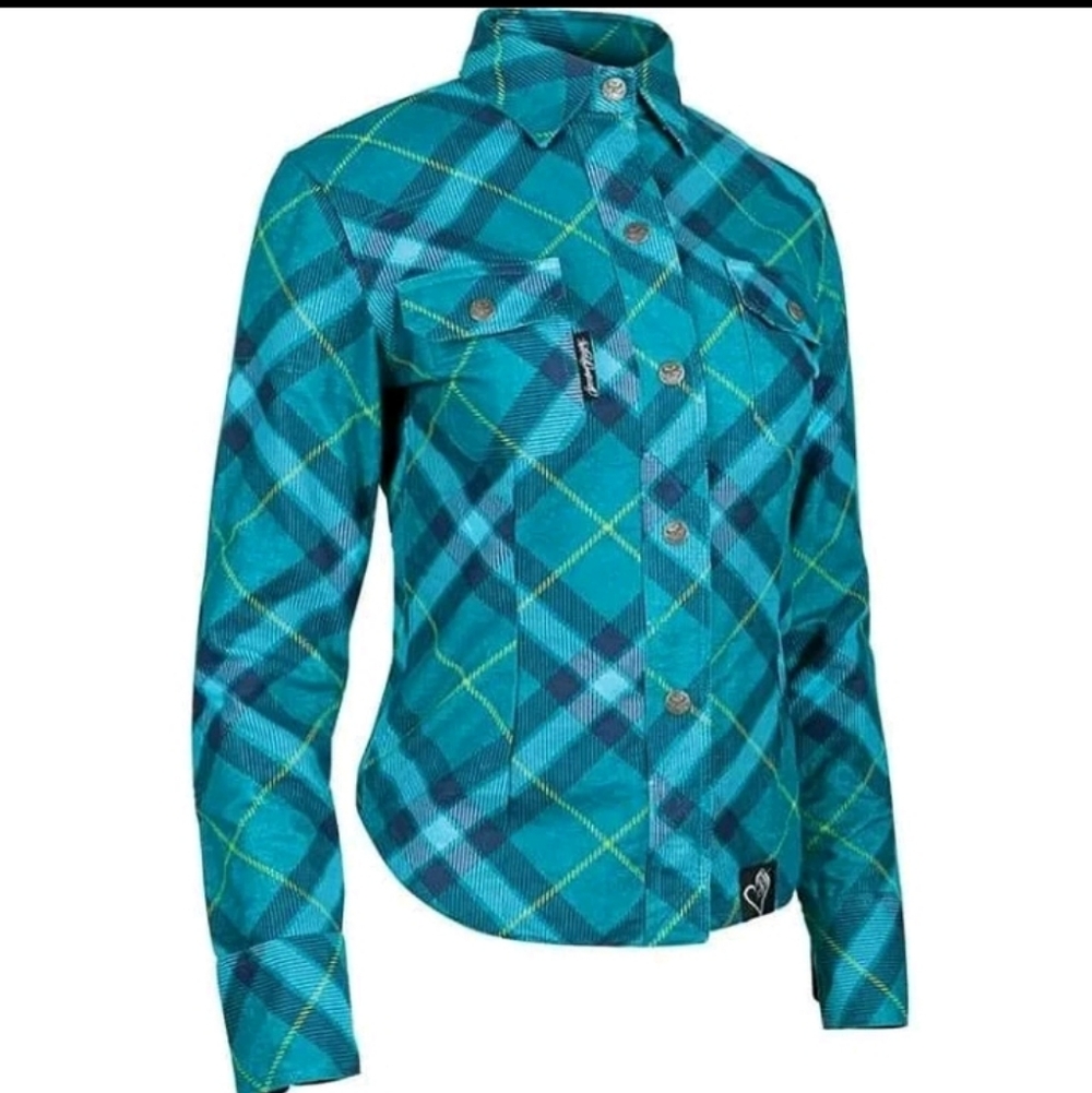 Speed & Strength Cross My Heart Moto Shirt Jacket Plus 4XL Kevlar Aqua Plaid